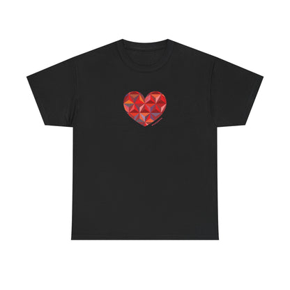 Geometric Colorful Heart Unisex Heavy Cotton Tee - Casual T-Shirt Everyday Wear