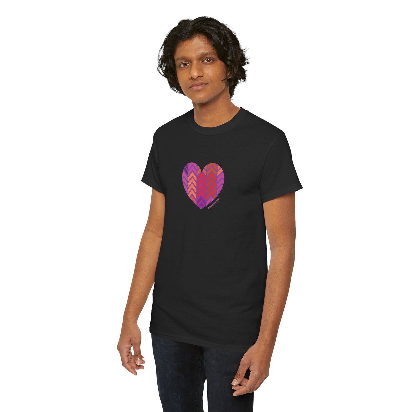 Colourful Heart Unisex Heavy Cotton Tee - Vibrant Casual Wear for Everyday Love