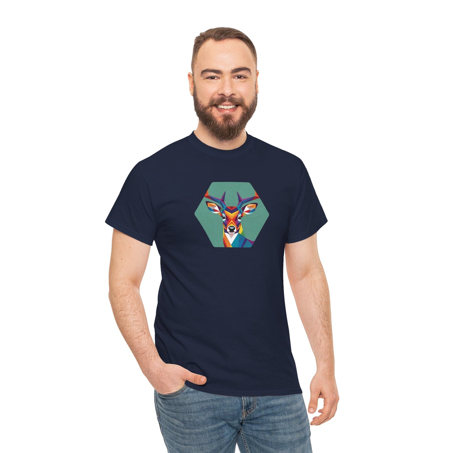 Colorful Deer Graphic Unisex Heavy Cotton Tee