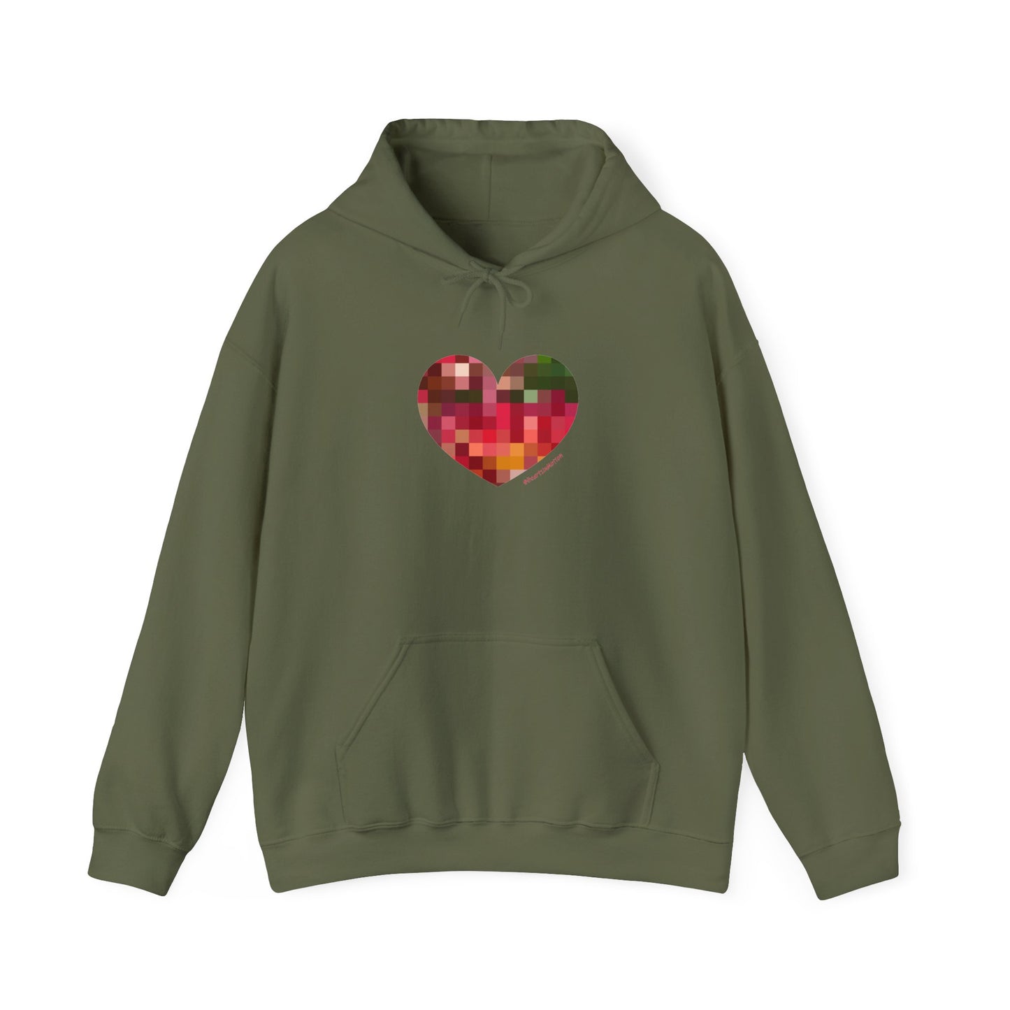 Pixel Heart Unisex Hooded Sweatshirt - Cozy and Colourful - #HeartsInMotion