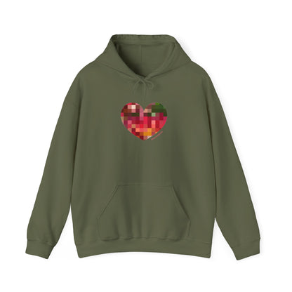 Pixel Heart Unisex Hooded Sweatshirt - Cozy and Colourful - #HeartsInMotion