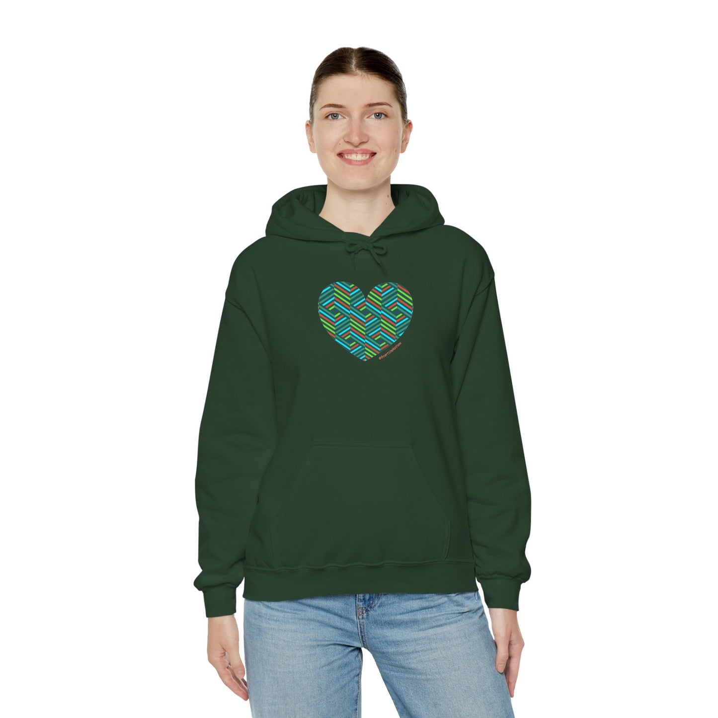 Colourful Heart Hoodie, Unisex Heavy Blend Sweatshirt, #HeartsInMotion