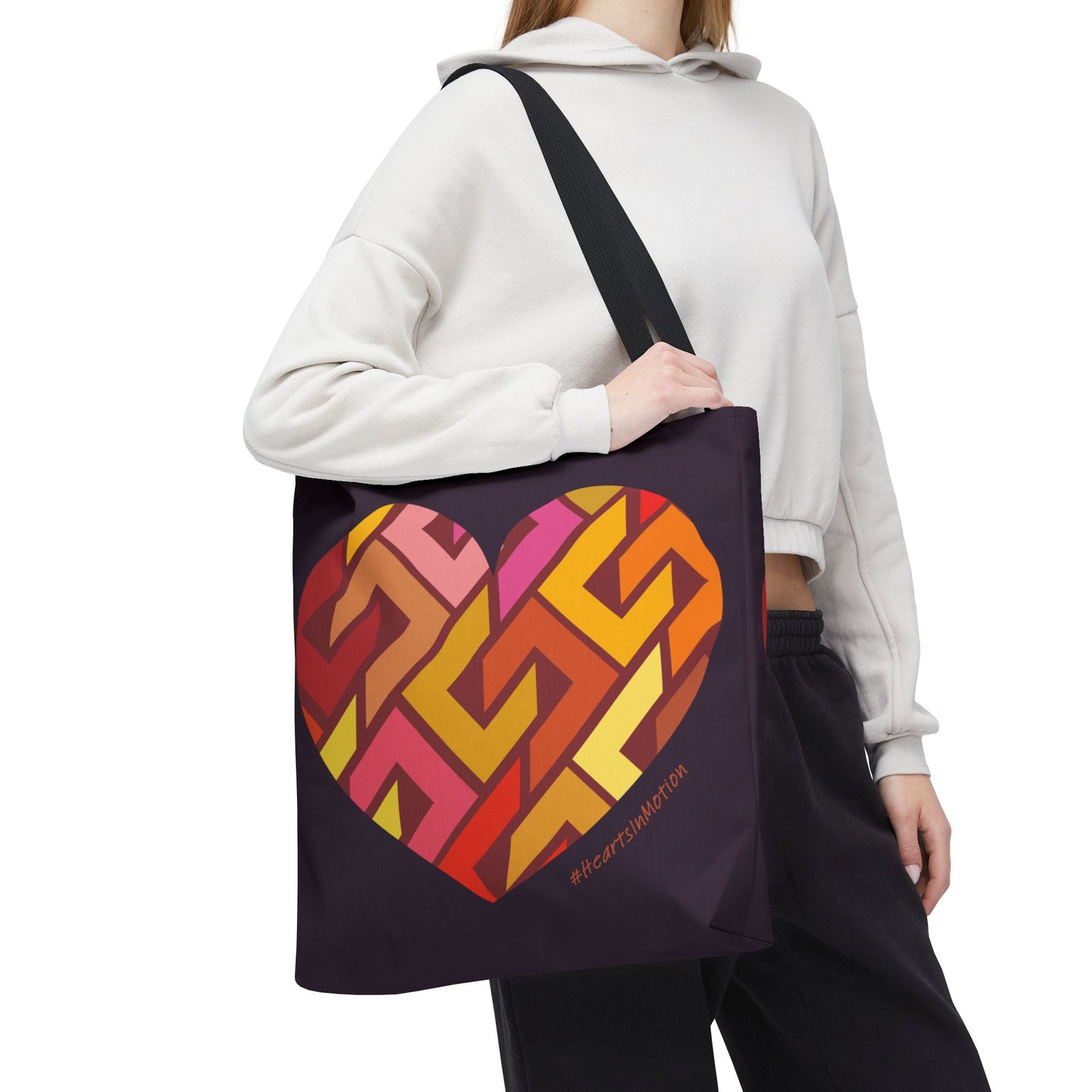 Colourful Heart Pattern Tote Bag - Perfect for Everyday Use - #HeartsInMotion