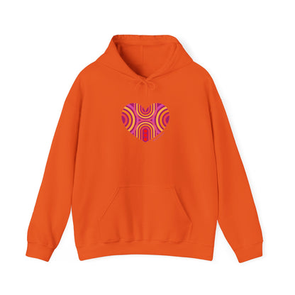 Colourful Heart Pattern Hoodie, Cozy Sweatshirt, #HeartsInMotion