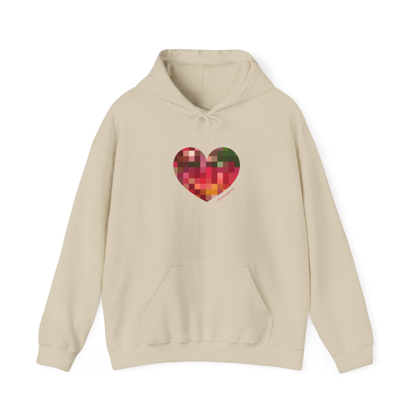 Pixel Heart Unisex Hooded Sweatshirt - Cozy and Colourful - #HeartsInMotion