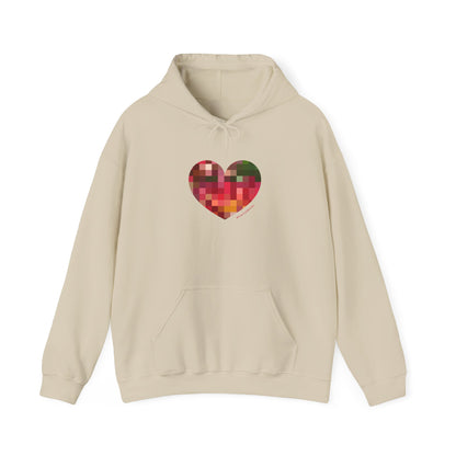 Pixel Heart Unisex Hooded Sweatshirt - Cozy and Colourful - #HeartsInMotion