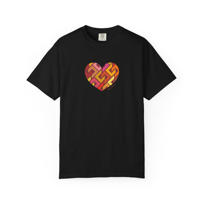 Colourful Heart Pattern Unisex Garment-Dyed T-Shirt - #HeartsInMotion