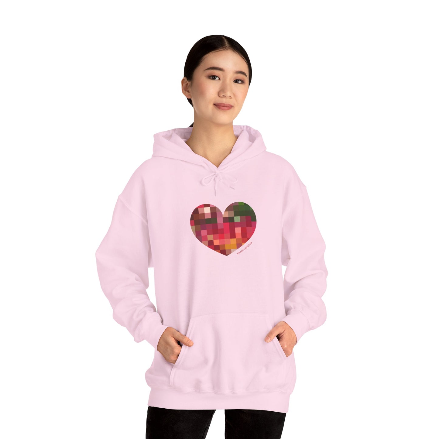 Pixel Heart Unisex Hooded Sweatshirt - Cozy and Colourful - #HeartsInMotion
