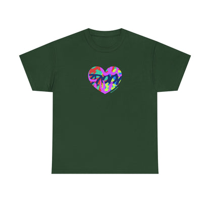Colorful Heart T-Shirt — Neon Camo Heart Graphic Tee