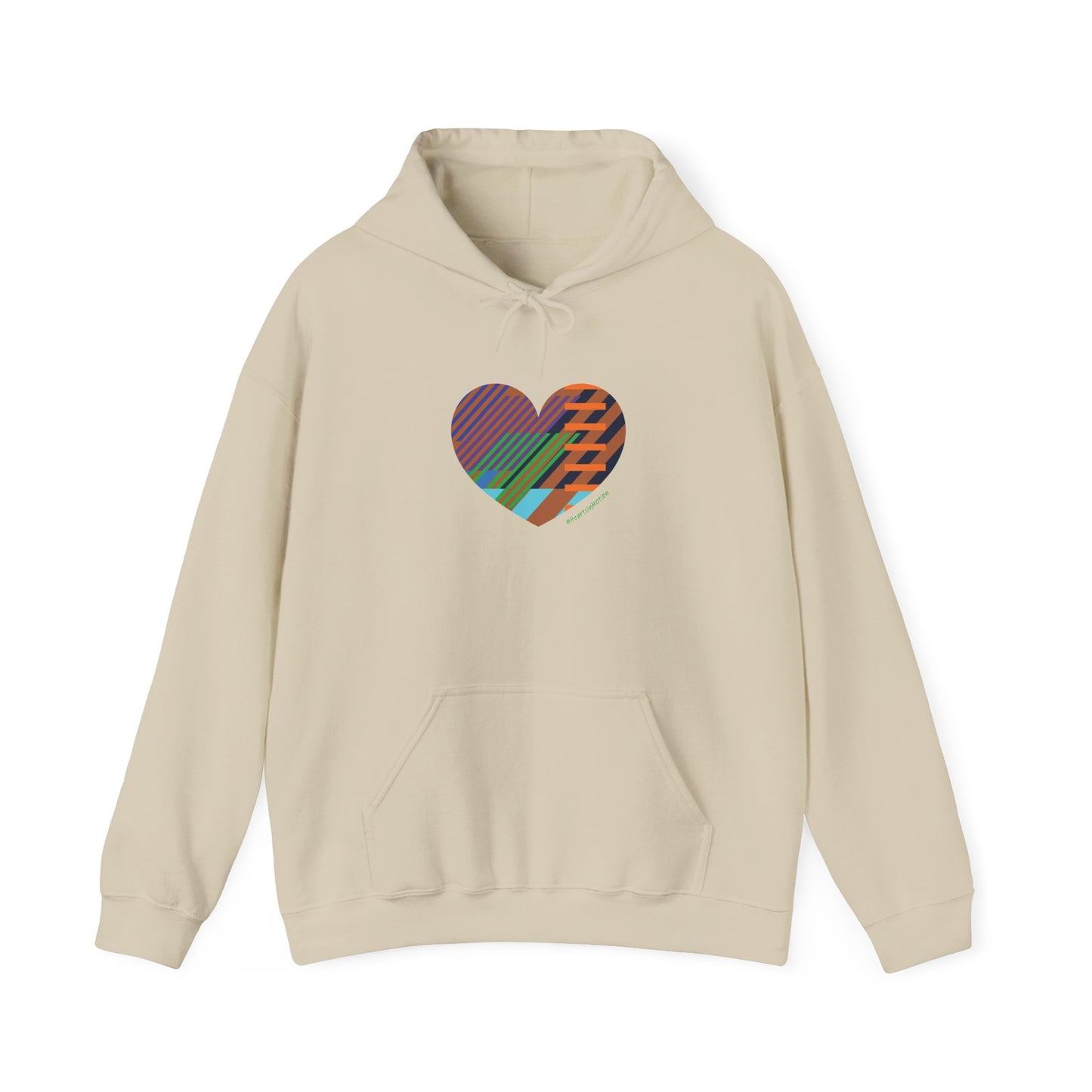 Colourful Heart Graphic Unisex Hoodie – #HeartsInMotion