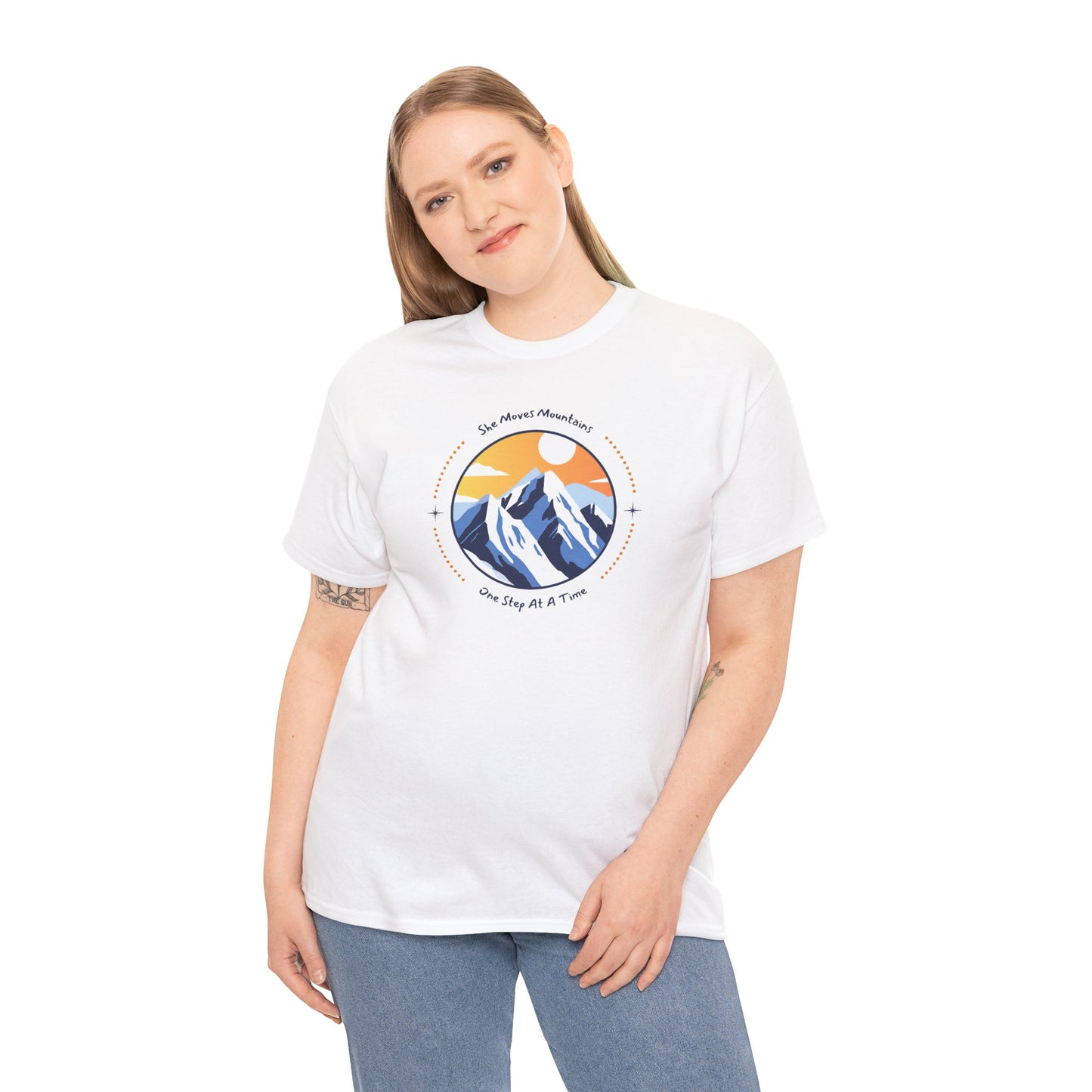 Mountain Sunrise Heavy Cotton Tee, Outdoor Adventure Shirt, Nature Lover Gift