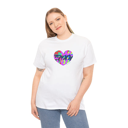 Colorful Heart T-Shirt — Neon Camo Heart Graphic Tee