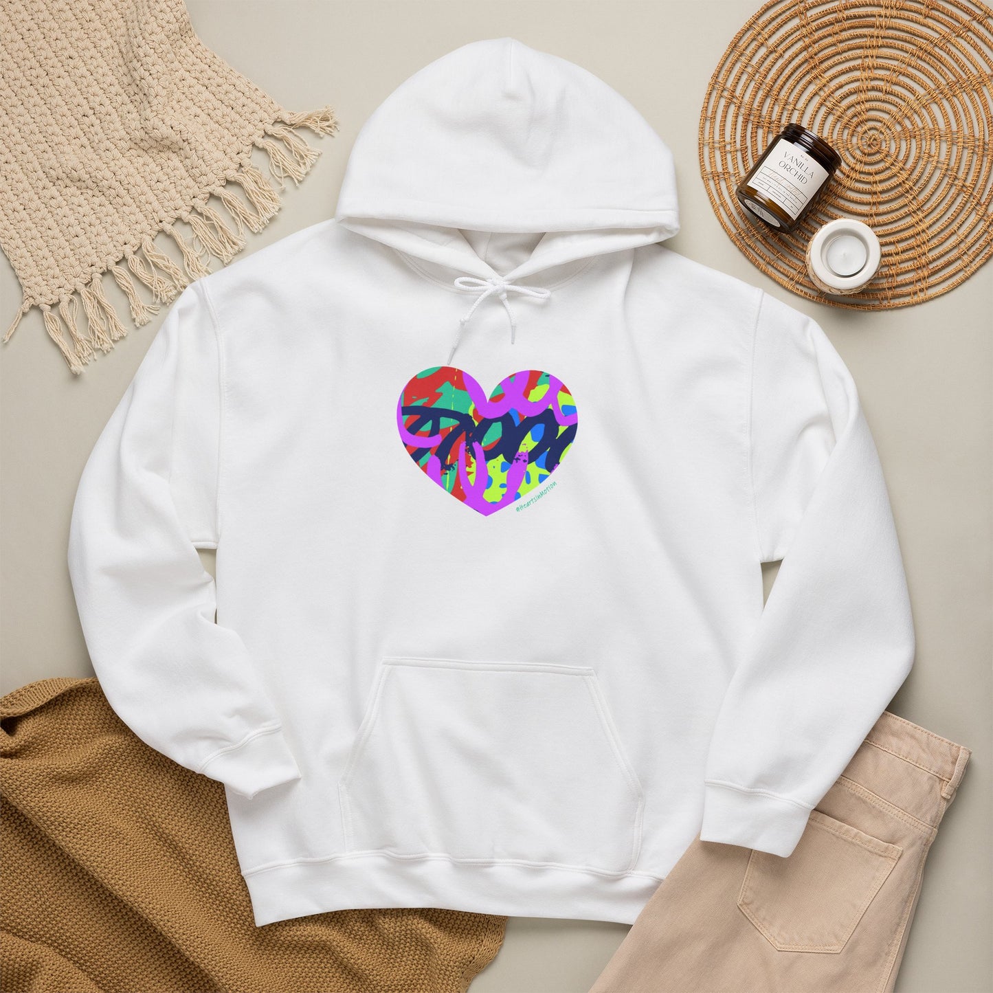 Colorful Grafitti Heart Hoodie – #HeartsInMotion - Love Over Hate
