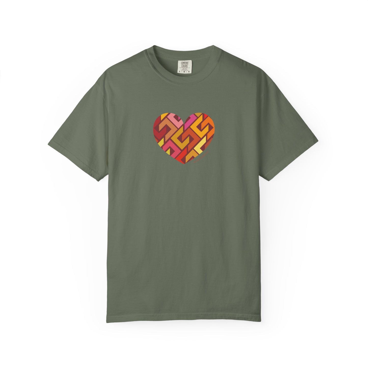 Colourful Heart Pattern Unisex Garment-Dyed T-Shirt - #HeartsInMotion