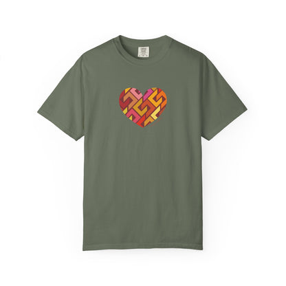 Colourful Heart Pattern Unisex Garment-Dyed T-Shirt - #HeartsInMotion
