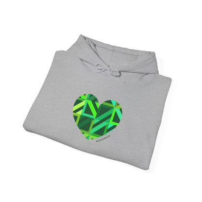 Eco-Friendly Green Heart Design Hooded Sweatshirt - #HeartsInMotion