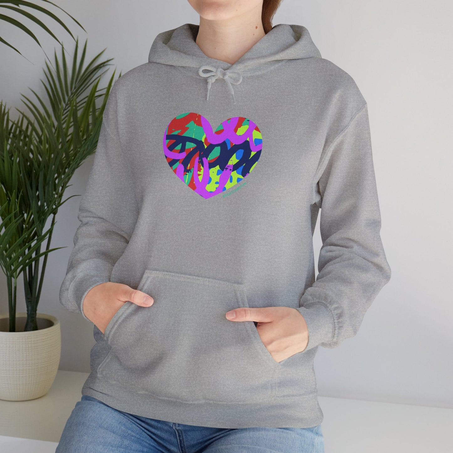 Colorful Grafitti Heart Hoodie – #HeartsInMotion - Love Over Hate