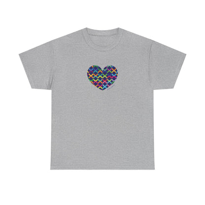 8" Rainbow Scales Heart Tee - #HeartsInMotion