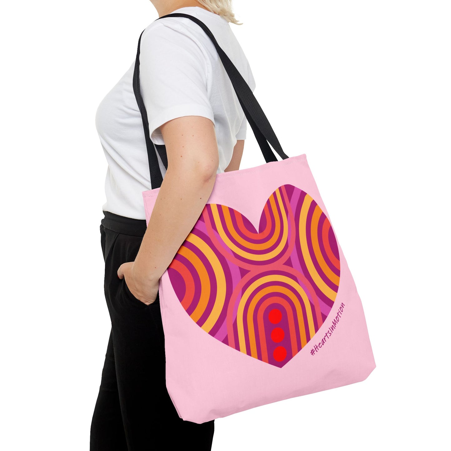 Colourful Heart Pattern Tote Bag, Positive Vibes, Eco-Friendly, #HeartsInMotion