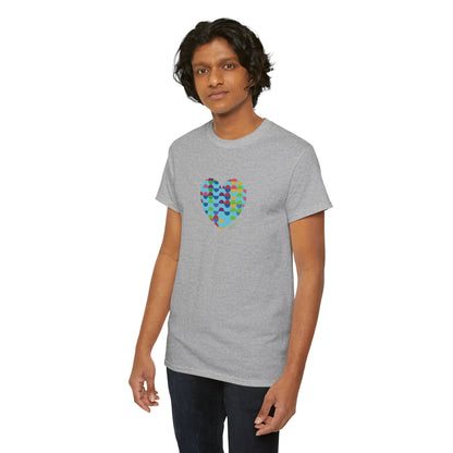 Colorful Heart Unisex Heavy Cotton Tee - #HeartsInMotion