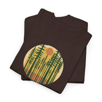 Nature Sunset Unisex Heavy Cotton Tee, Outdoor Tee, Gift for Nature Lovers