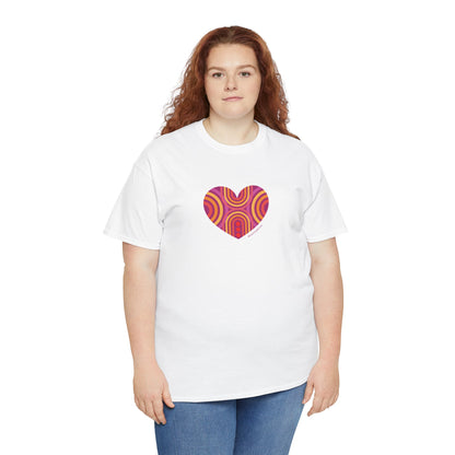 Retro Heart Unisex Heavy Cotton Tee - Vintage Style - #HeartsInMotion