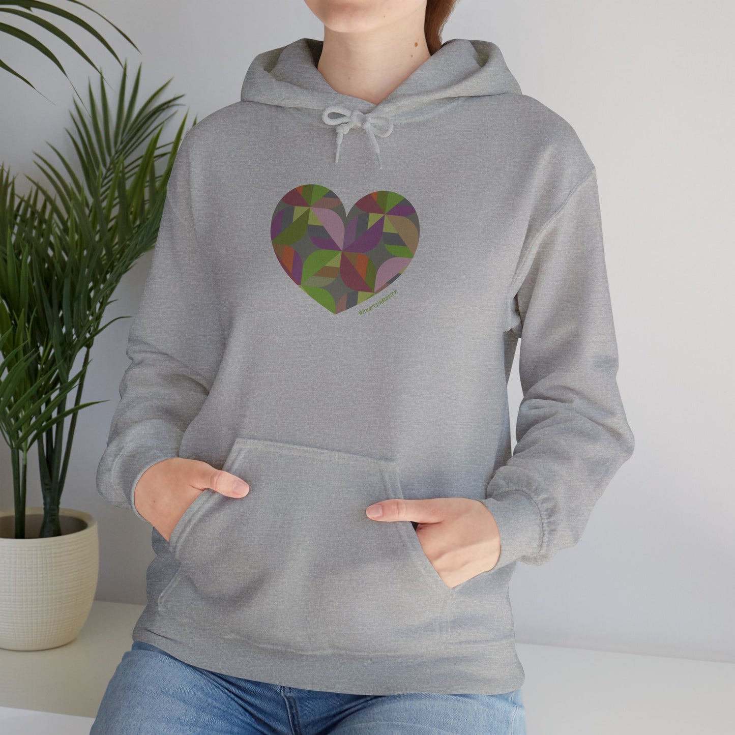 Heart Patterned Unisex Hooded Sweatshirt, Cozy Hoodie, #HeartsInMotion