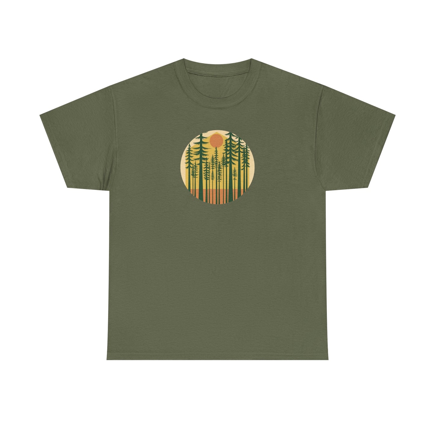 Nature Sunset Unisex Heavy Cotton Tee, Outdoor Tee, Gift for Nature Lovers