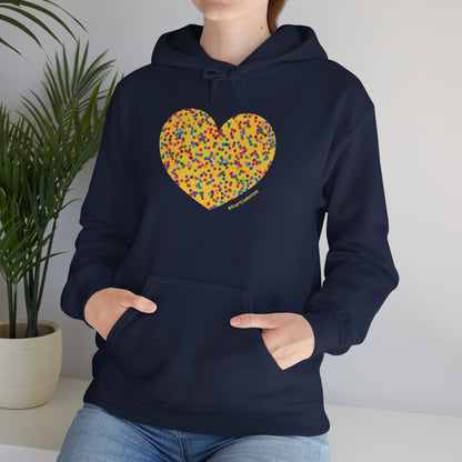 Colourful Dot Heart Hoodie - Unisex Heavy Blend™ #HeartsInMotion