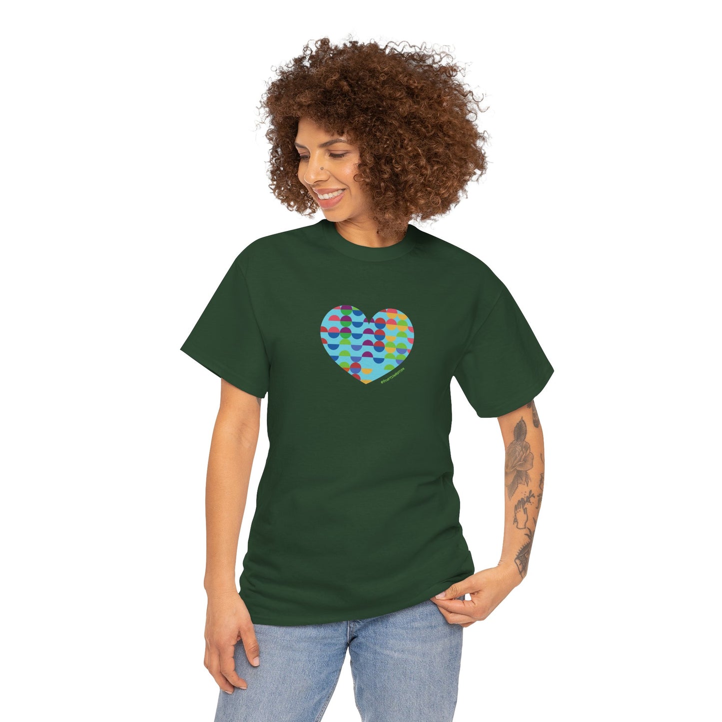 Colorful Heart Unisex Heavy Cotton Tee - #HeartsInMotion