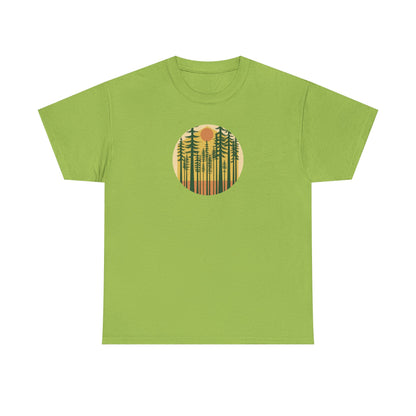 Nature Sunset Unisex Heavy Cotton Tee, Outdoor Tee, Gift for Nature Lovers