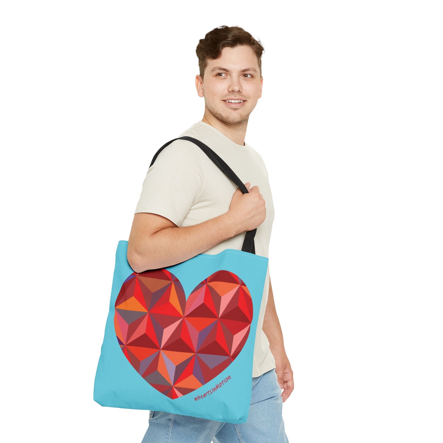 Geometric Colorful Heart Tote Bag – Perfect for Love and Celebrations