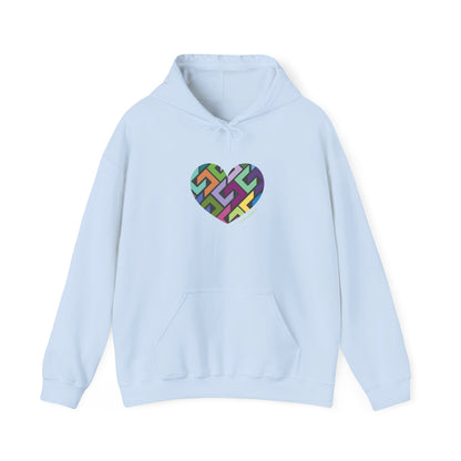 Colourful Heart Design Unisex Hoodie, Casual Layer - #HeartsInMotion