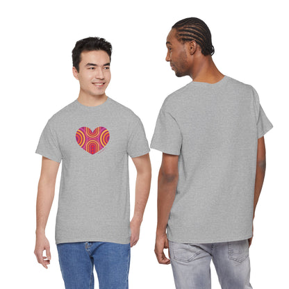 Retro Heart Unisex Heavy Cotton Tee - Vintage Style - #HeartsInMotion