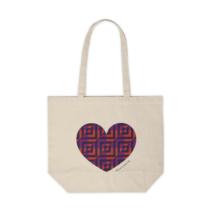 Heart Geometric Pattern Canvas Shopping Tote – Eco-Friendly #HeartsInMotion