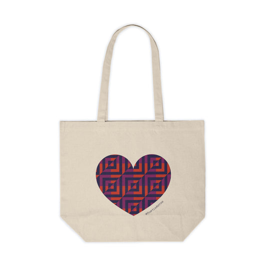 Heart Geometric Pattern Canvas Shopping Tote – Eco-Friendly #HeartsInMotion