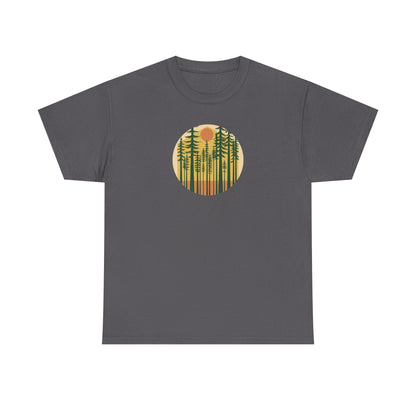 Nature Sunset Unisex Heavy Cotton Tee, Outdoor Tee, Gift for Nature Lovers