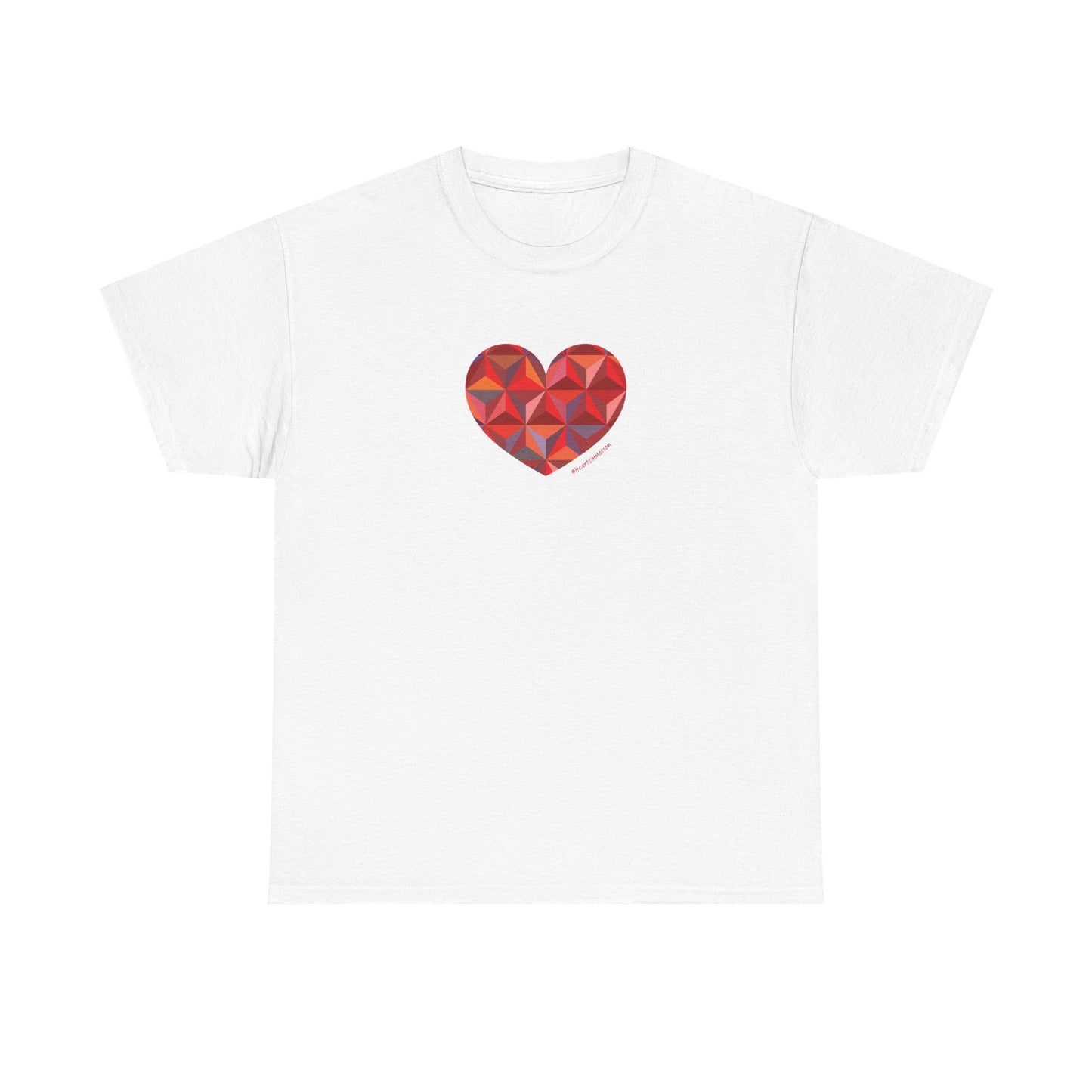 Geometric Colorful Heart Unisex Heavy Cotton Tee - Casual T-Shirt Everyday Wear