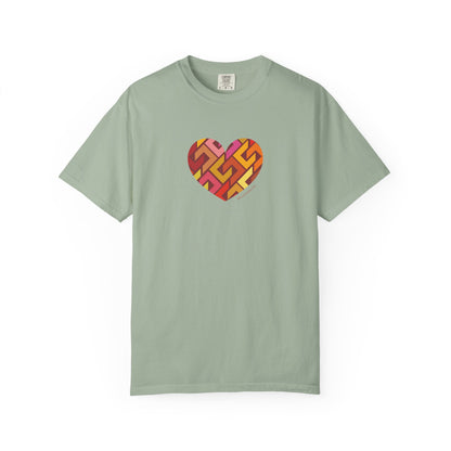 Colourful Heart Pattern Unisex Garment-Dyed T-Shirt - #HeartsInMotion