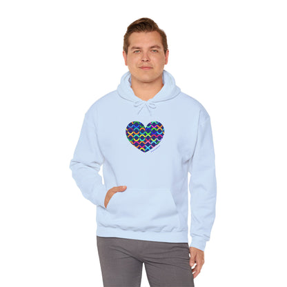 8" Heart Pattern Hoodie — Colorful Geometric Love Pullover - #HeartsInMotion
