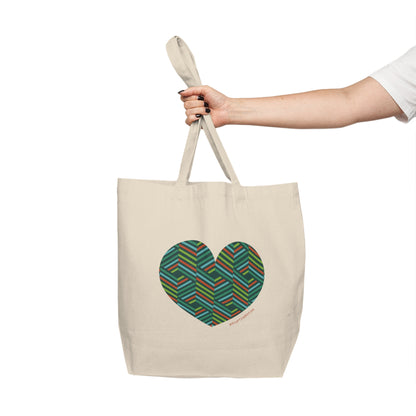 Heart Pattern Canvas Shopping Tote - Eco-Friendly Bag, #HeartsInMotion