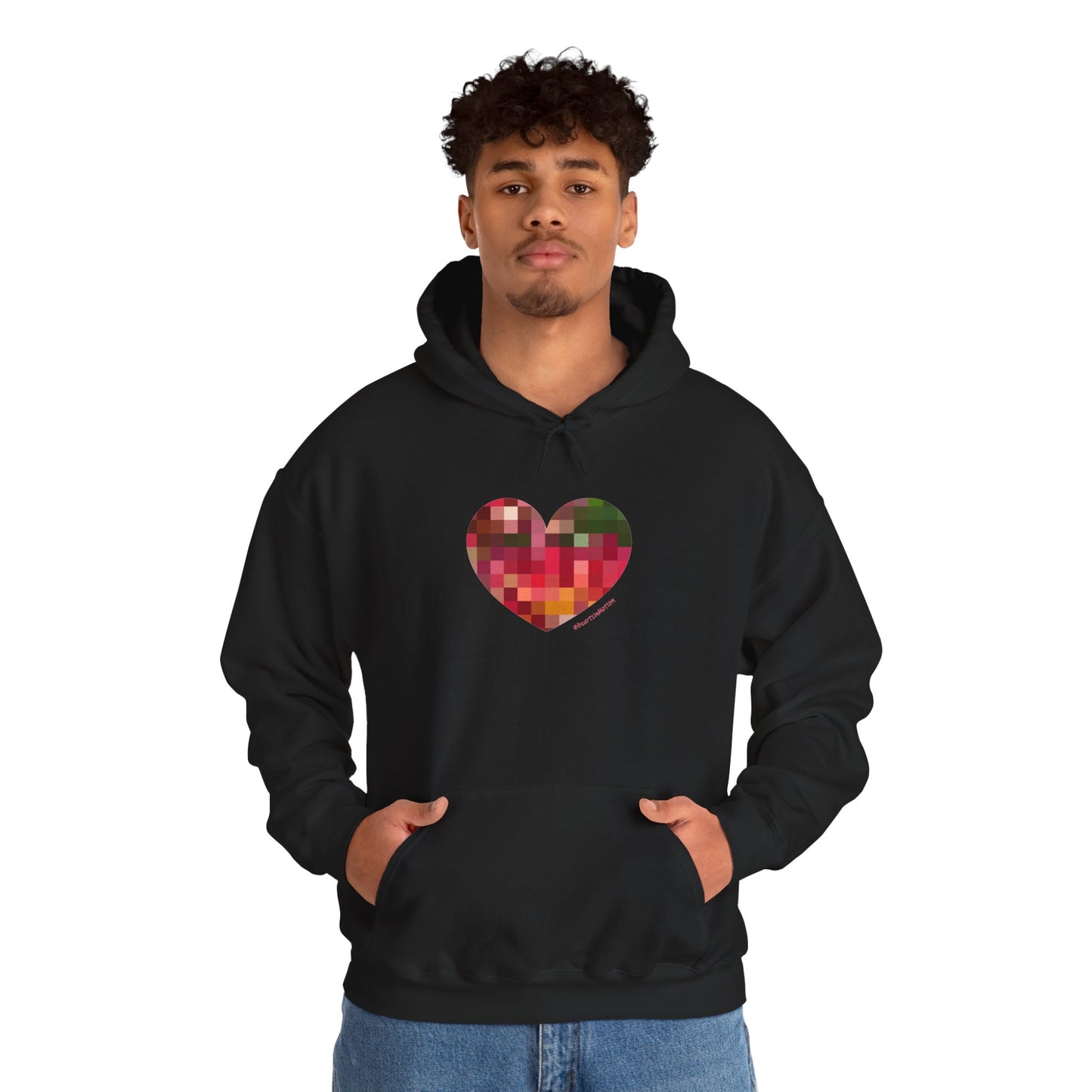 Pixel Heart Unisex Hooded Sweatshirt - Cozy and Colourful - #HeartsInMotion