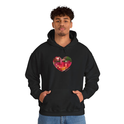 Pixel Heart Unisex Hooded Sweatshirt - Cozy and Colourful - #HeartsInMotion