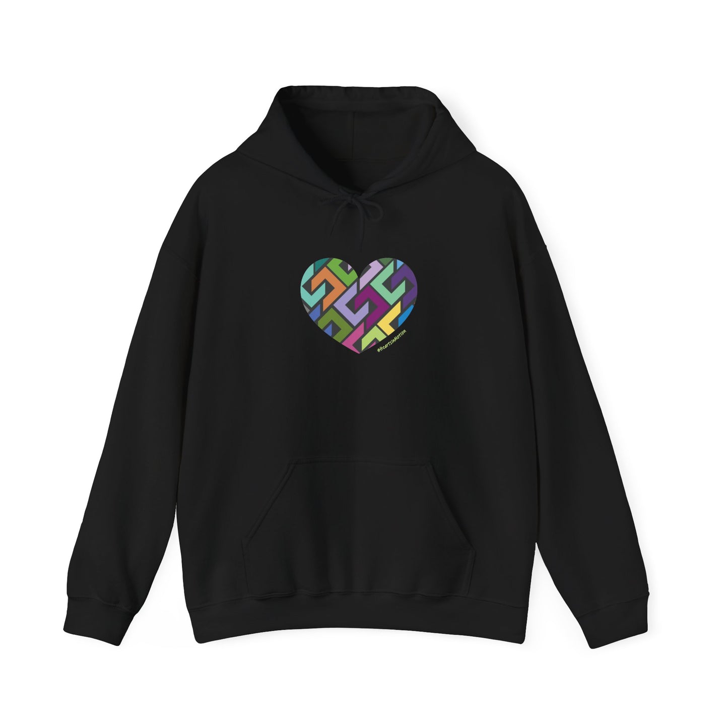 Colourful Heart Design Unisex Hoodie, Casual Layer - #HeartsInMotion