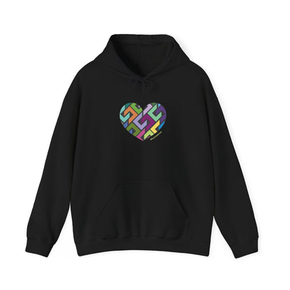 Colourful Heart Design Unisex Hoodie, Casual Layer - #HeartsInMotion
