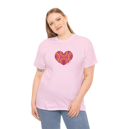 Retro Heart Unisex Heavy Cotton Tee - Vintage Style - #HeartsInMotion