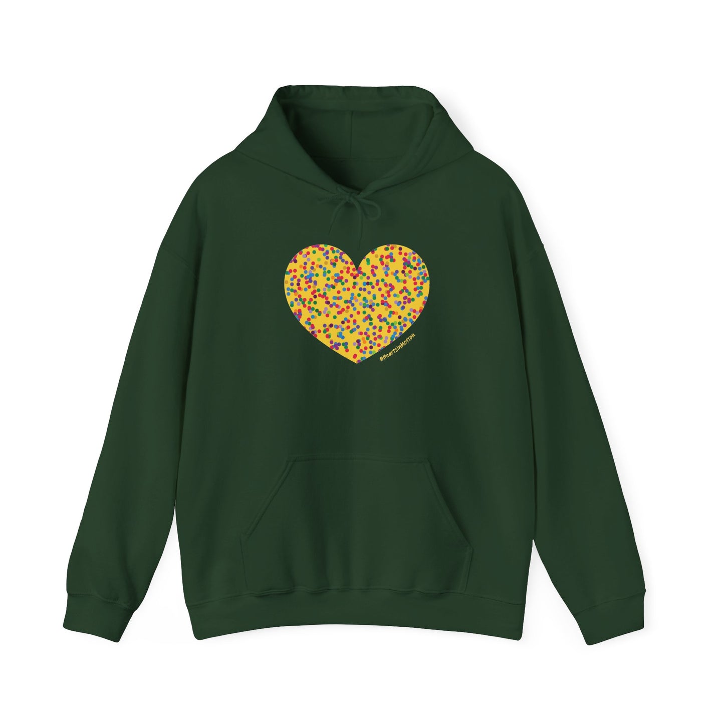 Colourful Dot Heart Hoodie - Unisex Heavy Blend™ #HeartsInMotion