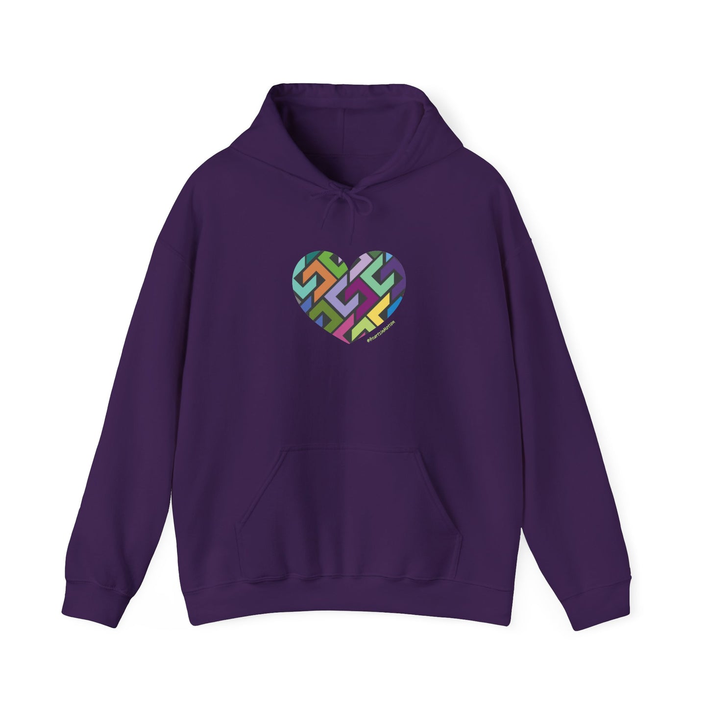 Colourful Heart Design Unisex Hoodie, Casual Layer - #HeartsInMotion