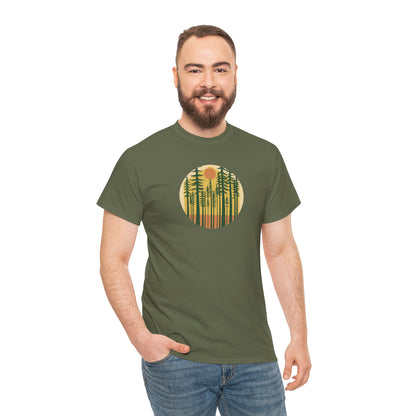 Nature Sunset Unisex Heavy Cotton Tee, Outdoor Tee, Gift for Nature Lovers
