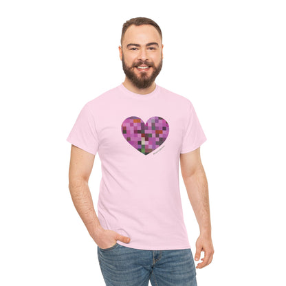 Pixel Heart Mosaic Unisex Heavy Cotton Tee - Colorful Love Shirt